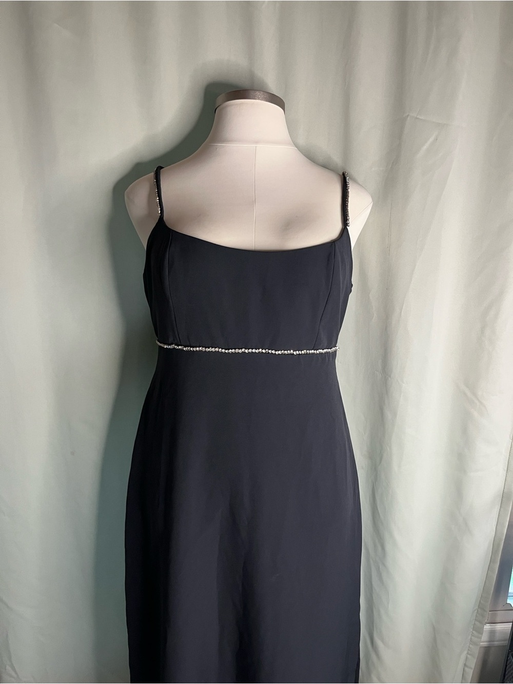 NWT SACHIN + BABI Black Slip Dress with Beaded Trim